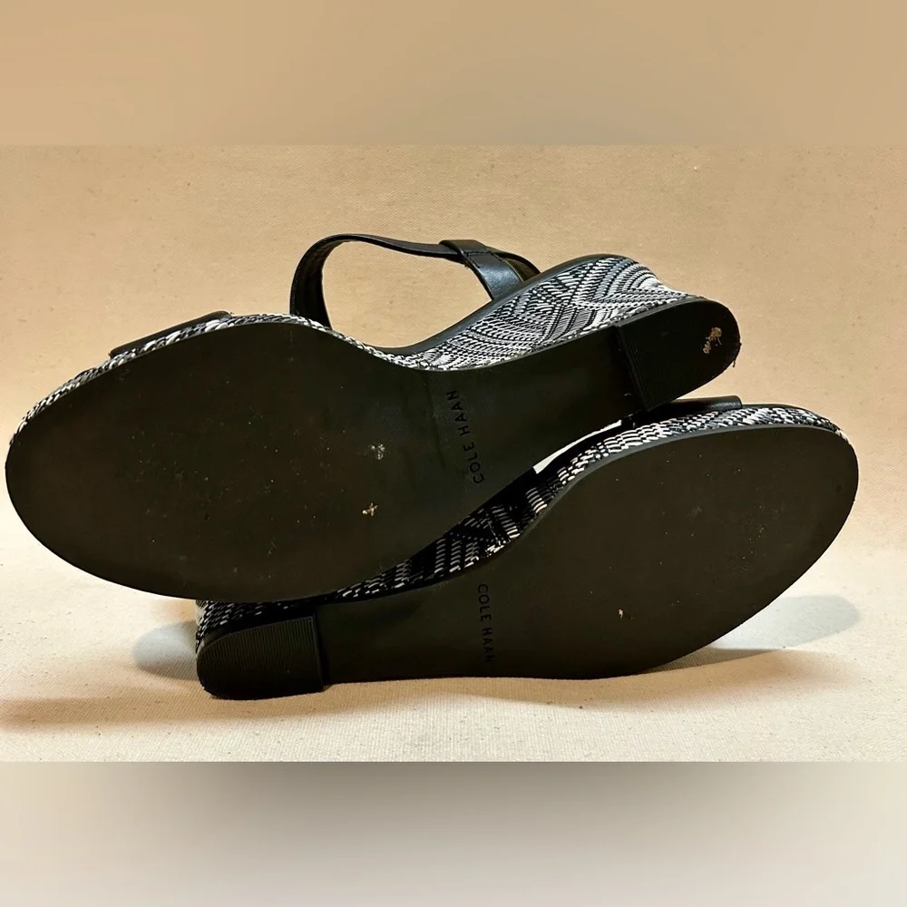 Cole Haan Ravenna Wedge Black and White Wedge Sandals